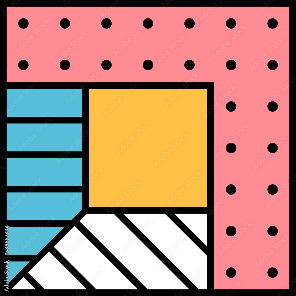 Poster Memphis geometric shape, abstract colorful print