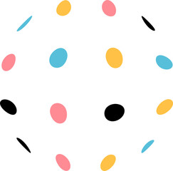 Memphis geometric shape, circle of multicolor dots
