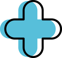 Cross memphis geometric shape blue color line icon