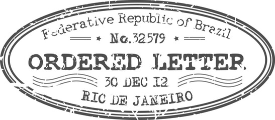 Rio de Janeiro stamp of ordered letter isolated