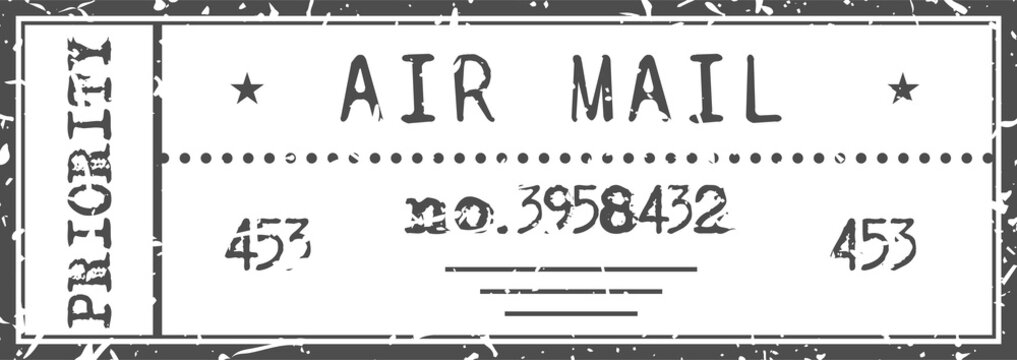 Post stamp priority air mail mark isolated symbol