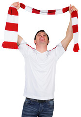 Cheering football fan in white
