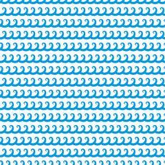 Sea and ocean blue water waves seamless pattern