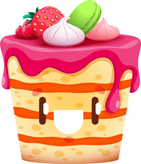 Cartoon pie character, cute fruit cake personage