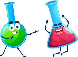 Cartoon cute school chemical flask characters