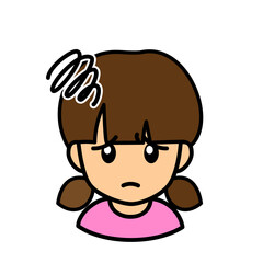 ブログで使えるアイコン　ベクター版　女性02ツインテール　困った顔
