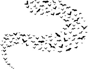 Flying halloween bats, isolated black silhouettes