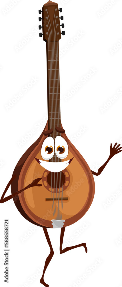 Wall mural cartoon mandolin musical instrument character