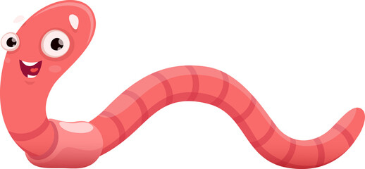 Fototapeta premium Cartoon earthworm, funny vector worm character
