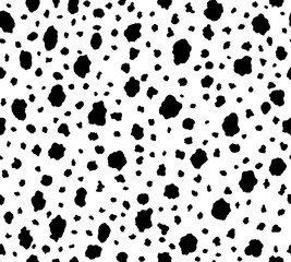 Dalmatian or cow black dot skin seamless pattern
