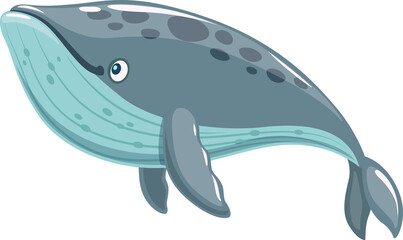 Cartoon funny whale character and cute sea animal © Vector Tradition