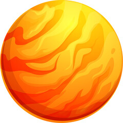 Cartoon space hot planet with lava surface or fire