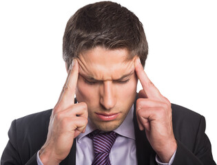 Tensed businessman suffering from headache