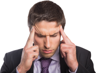 Tensed businessman suffering from headache
