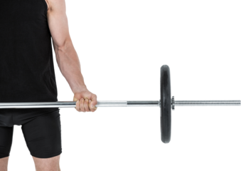 Bodybuilder lifting heavy barbell weights