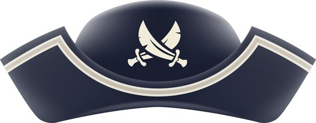Cartoon pirate captain tricorn cocked hat Isolated © Vector Tradition