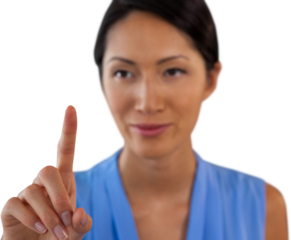 Close up of businesswoman touching interface