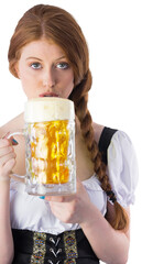 Oktoberfest girl drinking jug of beer