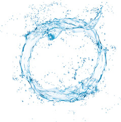 Round water splash, circle swirl, clean 3d wave - obrazy, fototapety, plakaty