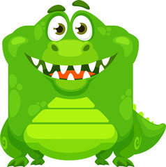 Cartoon kawaii square animal face, crocodile smile