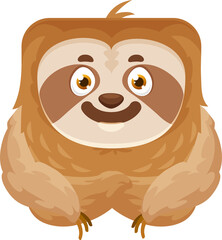 Sloth emoji, kawaii animal or square face emoticon