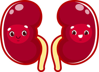 Cartoon kidneys human body organ, reins character