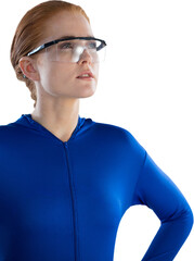 Young businesswoman using smart glasses