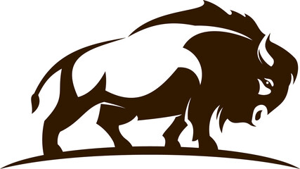 Bison buffalo symbol, vector icon with wild bull