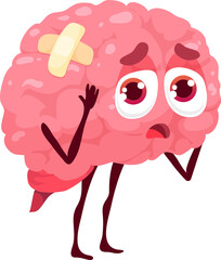 Brain sick body organ character sad vector cranium