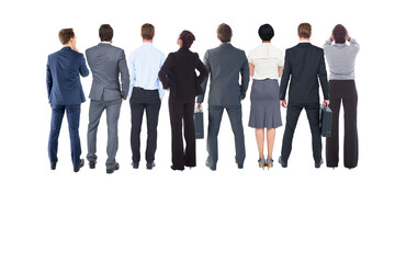 Rear view of multiethnic business people standing side by side - Powered by Adobe