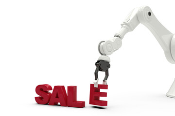 Image of robotic arm arranging sale text