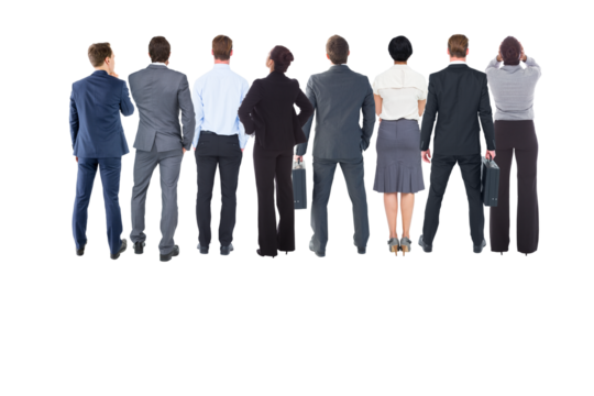 Rear view of multiethnic business people standing side by side - Powered by Adobe