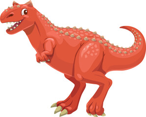 Cartoon carnotaurus dinosaur character, vector