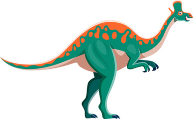 Cartoon Lambeosaurus dinosaur funny character