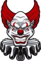 Circus scary clown smiling face, creepy character