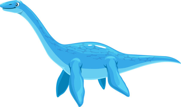 Cartoon plesiosaur dinosaur, underwater lizard