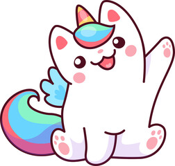 Caticorn character, Isolated vector unicorn cat