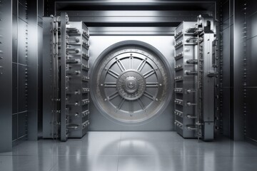 Fototapeta premium セキュリティが強固で重厚感のある銀行の地下金庫 