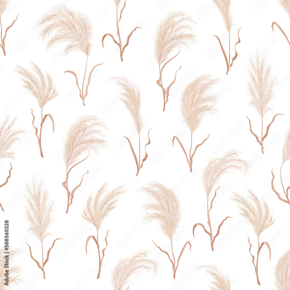 Poster Pampass grass seamless pattern repeated background