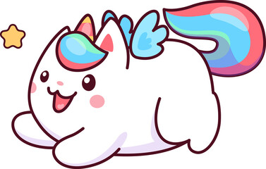 Cute caticorn character, funny unicorn cat animal