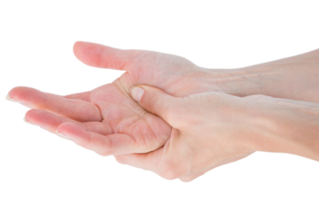 Woman suffering from hand pain 