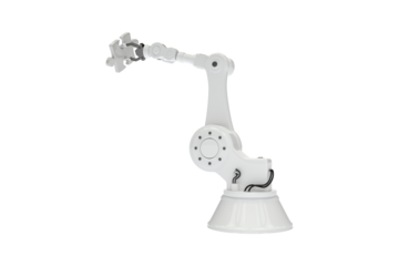 Digitally generated image of robotic arm holding jigsaw piece