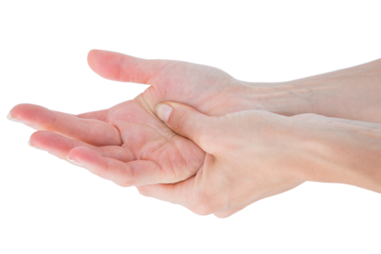 Woman suffering from hand pain 