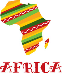 Africa map icon, African travel, culture and art