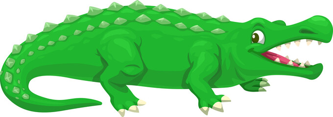 Cartoon sarcosuchus dinosaur character, crocodile
