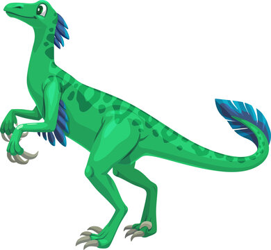 Cartoon troodon dinosaur isolated vector character