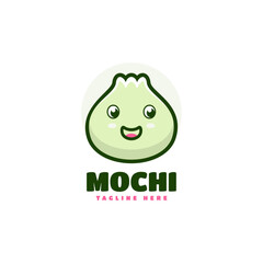 Vector Logo Illustration Mochi Mascot Cartoon Style.