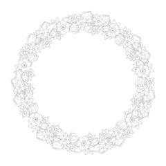 Frame of spring flowers. Floral background.