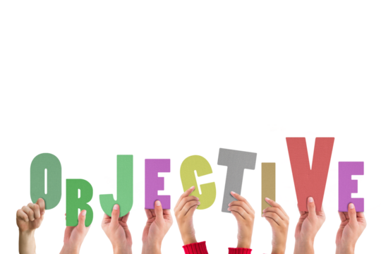 Colorful alphabet spelling objective held up by people