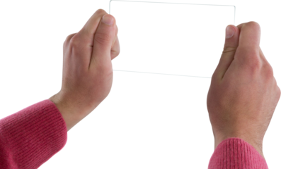 Close-up of man holding glass mobile phone